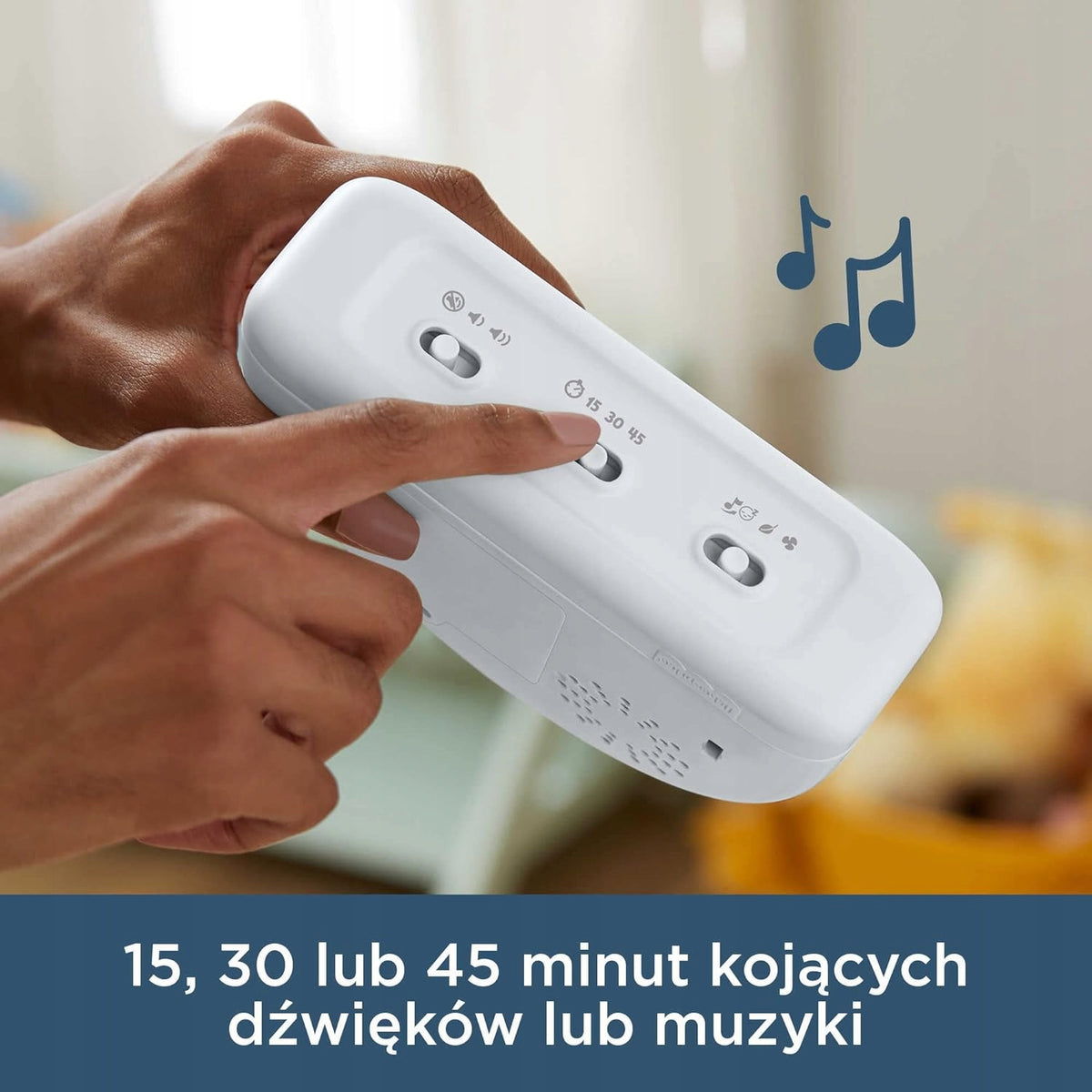FISHER-PRICE HGB91 uspokajacz usypiacz dźwięki melodie światła z timerem 15, 30 lub 45 minut