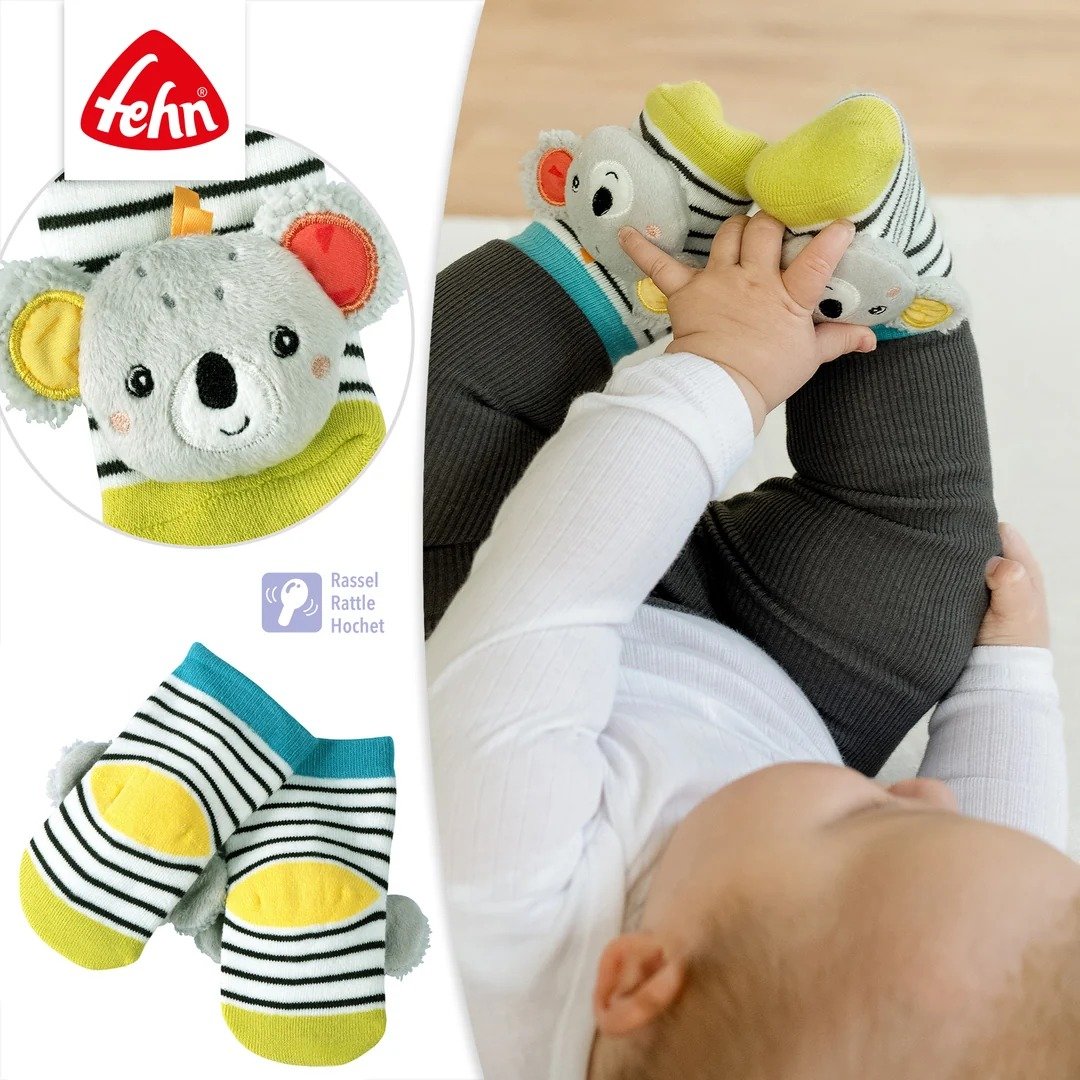 Fehn Koala babysokjes met rammelaar