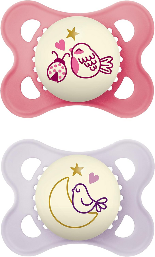 MAM ORIGINAL NIGHT orthodontic pacifiers glowing in the dark