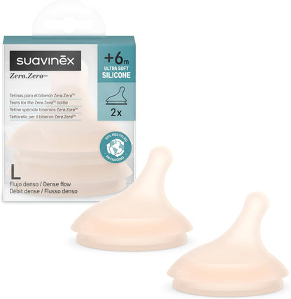 SUAVINEX Zero Zero биберон за шише (L) за гъсти течности 6м+ x2