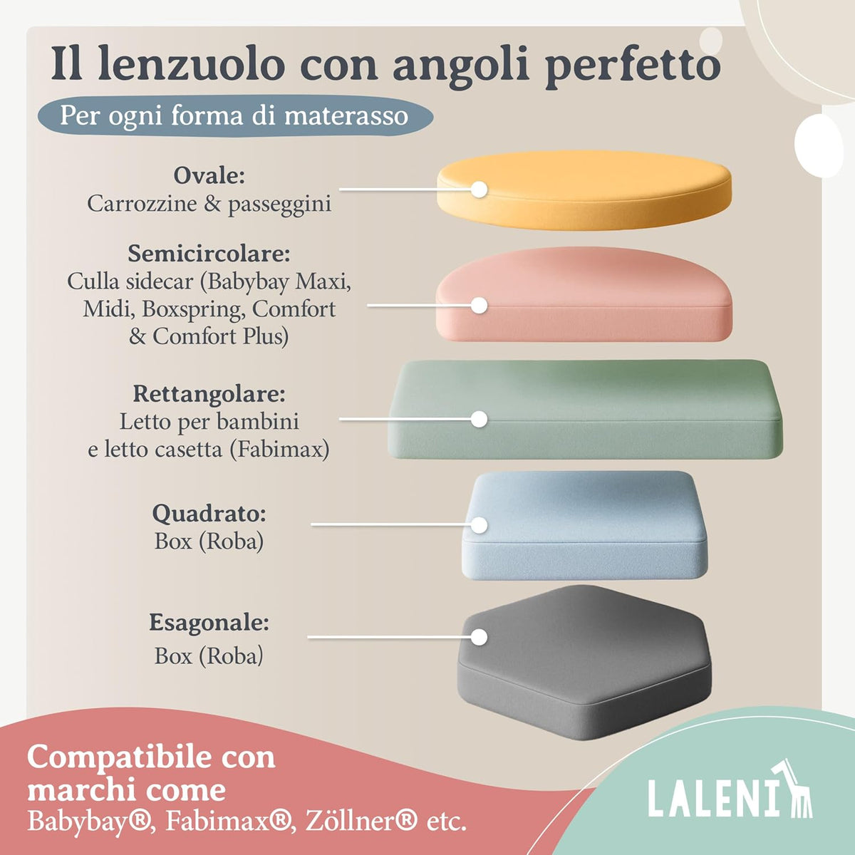 LALENI fitted sheet with elastic corners for playpens 100x115 cm
