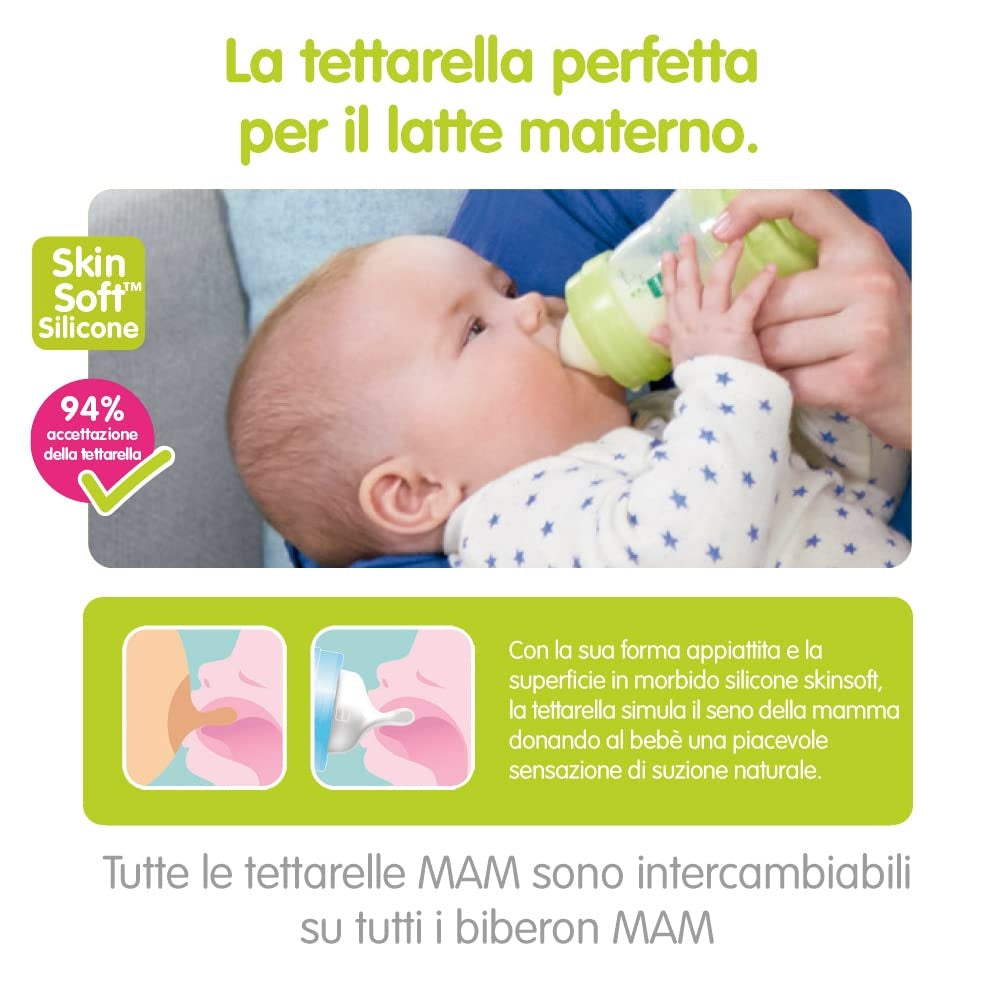 MAM Easy Start butelka antykolkowa 320ML, naturalna smoczek SkinSoft do mleka mamy, 94% akceptacji