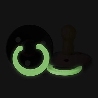 BIBS COLOUR GLOW smoczki uspokajające 2pack kauczuk 0-6 msc, świecące w ciemności, okrągłe smoczki