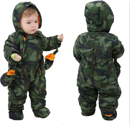 JIAMY winteroverall met capuchon 9-12 maanden + wanten en schoentjes