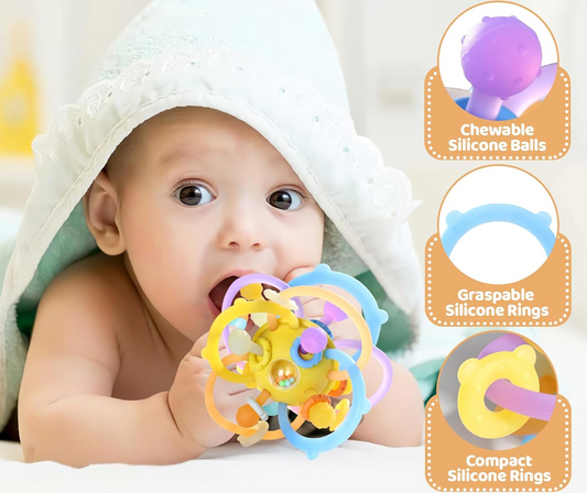 ORZBOW Baby Sensory Ball grab toy, teether with rattle
