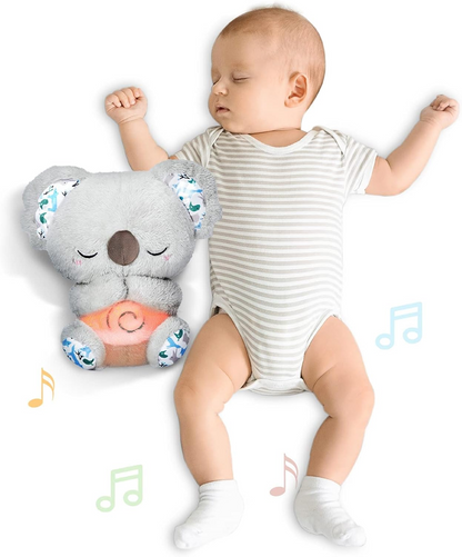 AUBY URSO COALA adormecido, barriga em movimento, canções de embalar, luz 25 cm