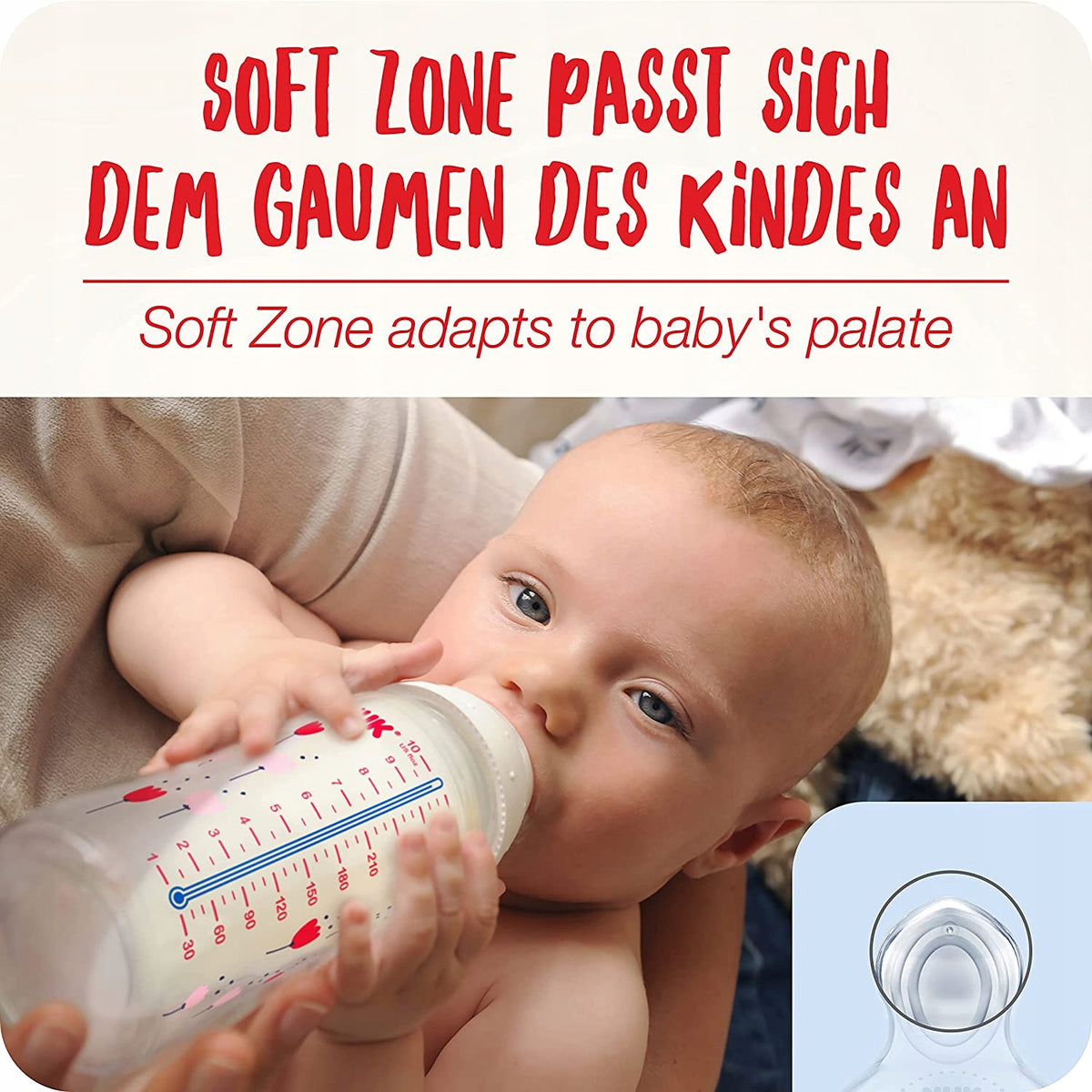 NUK No Colic zestaw butelek 3x 300 ml 0-6 z soft zone dopasowaną do podniebienia dziecka
