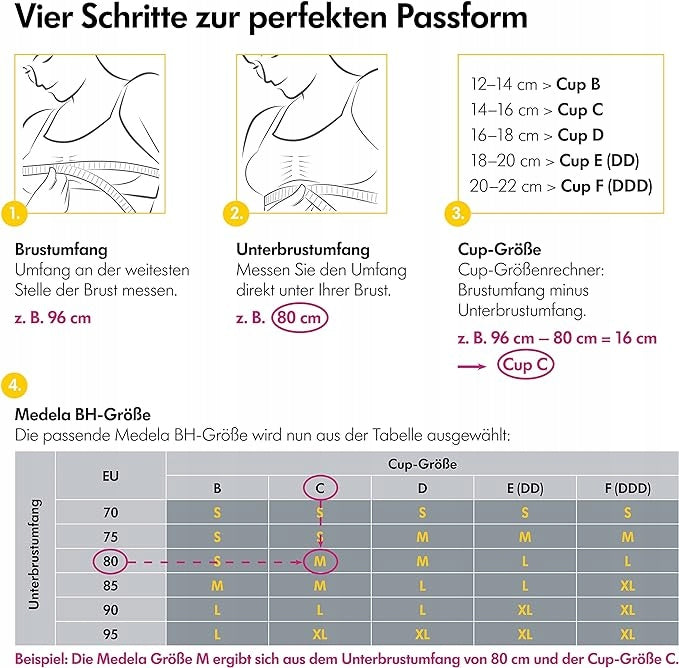 MEDELA gorset do laktatora HANDS-FREE M, beżowy, rozmiar M, instrukcja doboru rozmiaru biustonosza