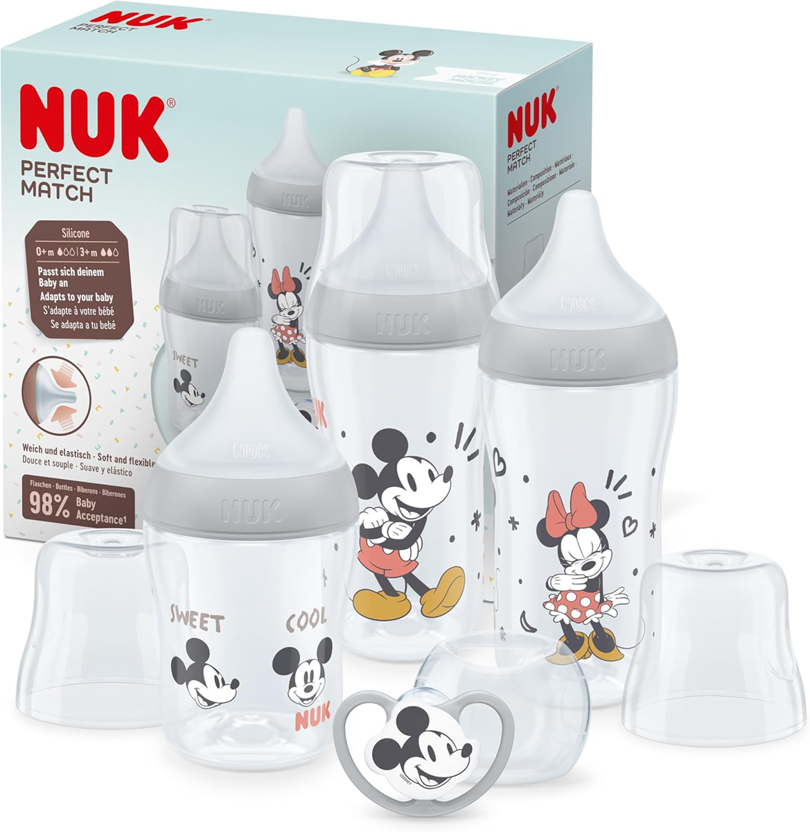 NUK Perfect Match стартов комплект шише + биберон Mickey Mouse