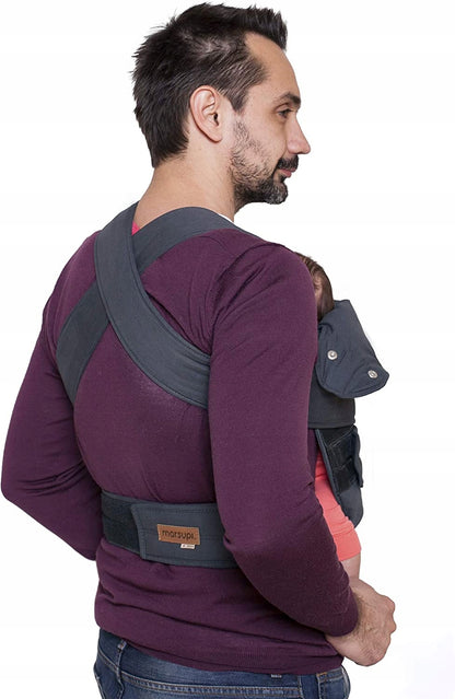 MARSUPI 2.0 nosidełko ergonomiczne L 3,5 - 15 kg, szare, dla dziecka noszonego z przodu