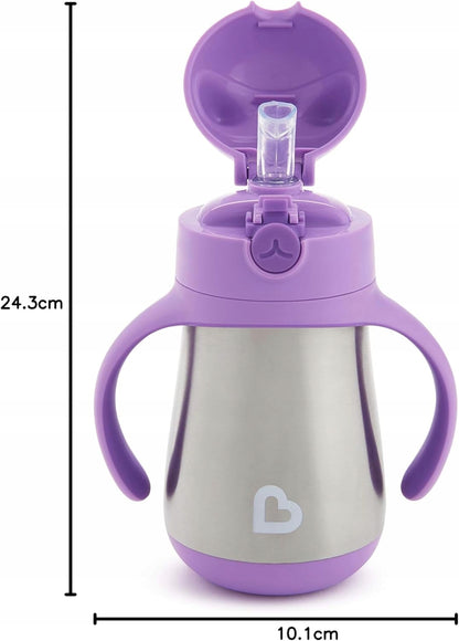 MUNCHKIN Cool Cat tazza antigoccia con cannuccia IN ACCIAIO 237 ml