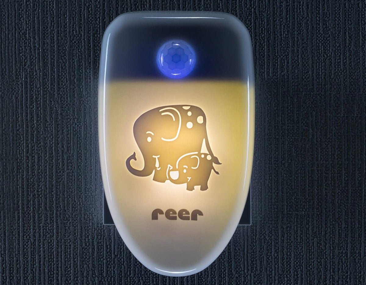 REER PureAir oczyszczacz powietrza z filtrem Hepa 9 x 15 cm, lampka z czujnikiem światła i motywem słoni