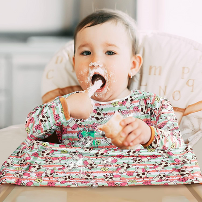 LENBEST Baby Bibs vattentätt haklappsförkläde med ärmar 6 m+