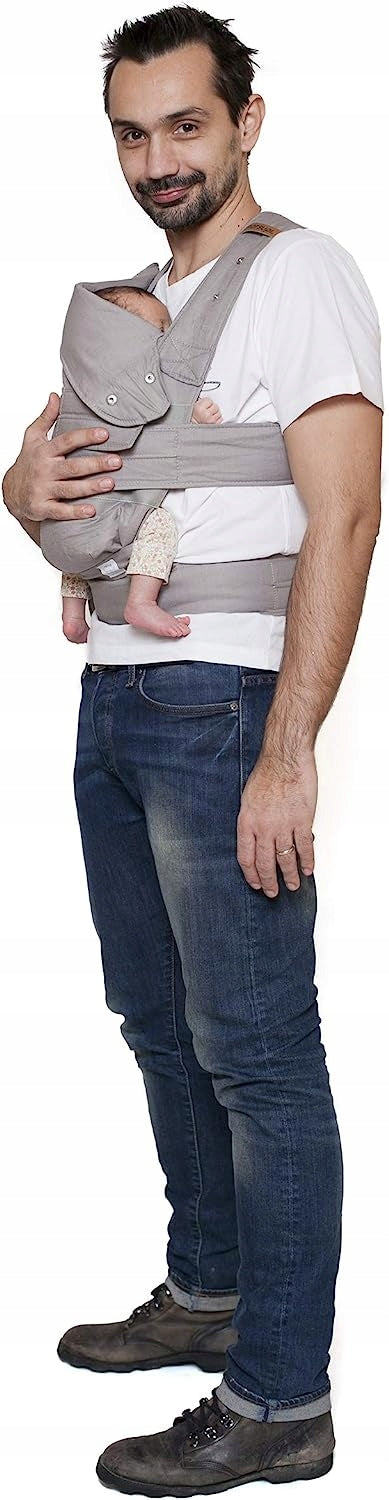 MARSUPI 2.0 nosidełko ergonomiczne L 3,5 - 15 kg, szare, dla niemowląt i dzieci, wygodne noszenie na zdjęciu