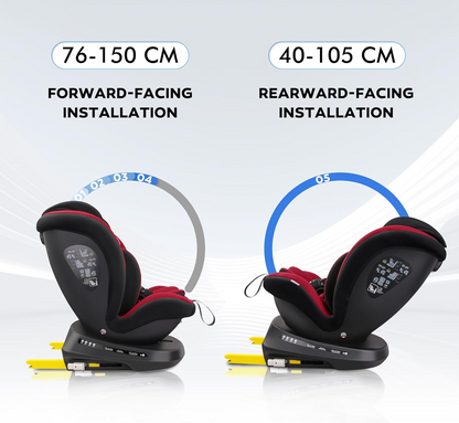 REECLE i-Size seggiolino auto girevole a 360° 0-12 anni 40-150cm
