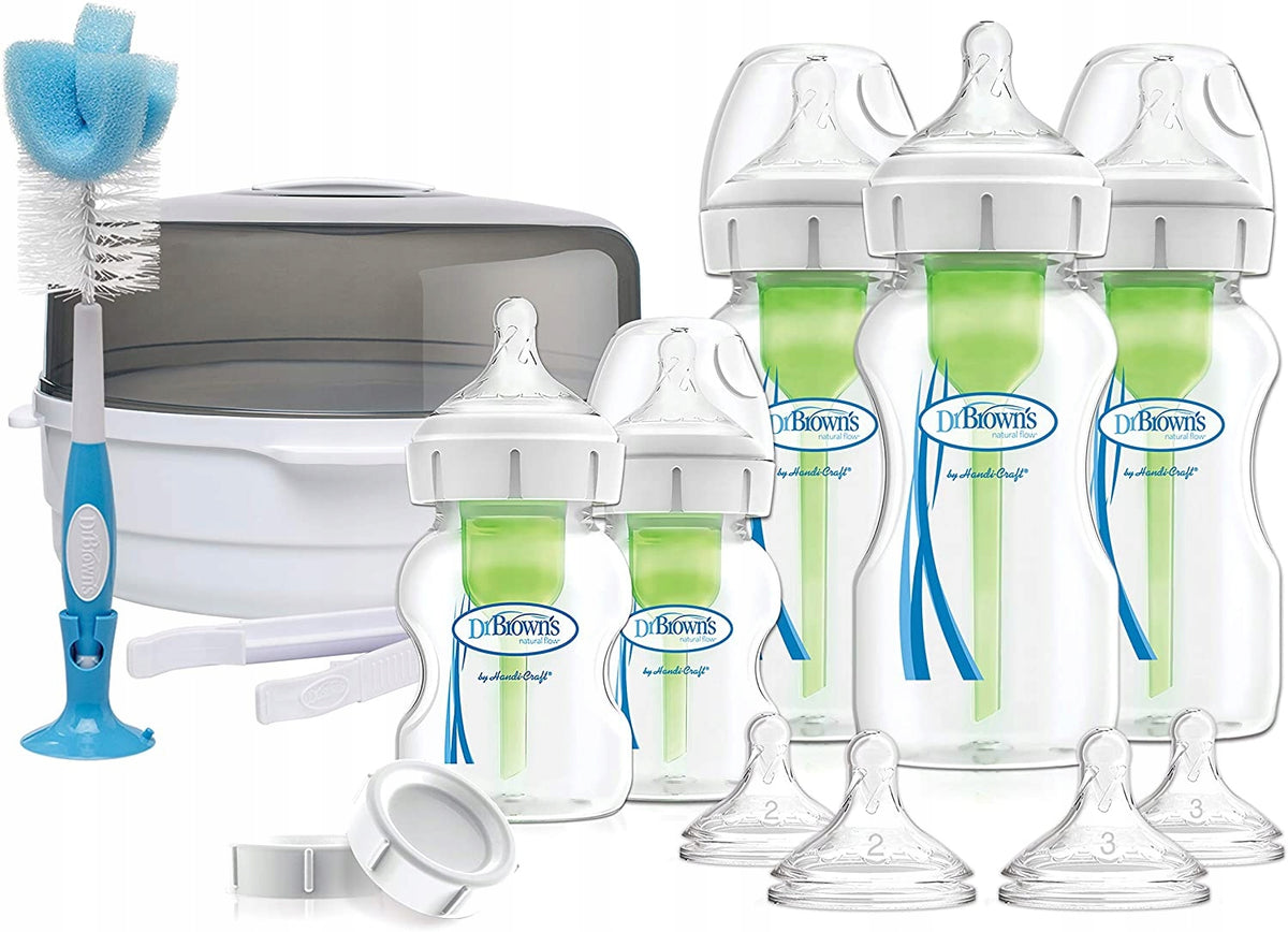 Set iniziale DR. BROWN'S sterilizzatore a microonde + biberon e accessori