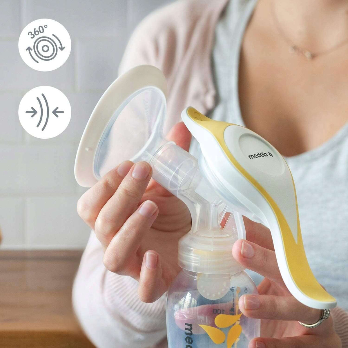 MEDELA Harmony Flex laktator ręczny 2fazowy żółty, lekki i przenośny laktator ręczny z technologią 360°