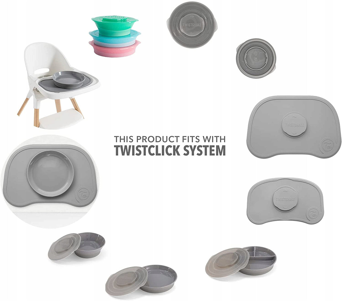 TWISTSHAKE mata CLICK MAT MINI + miseczka 6msc+ silikonowa mata i miseczka do krzesełka z systemem TwistClick