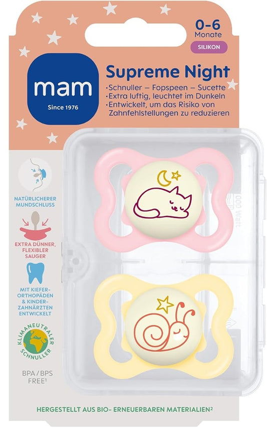 MAM Supreme Night πιπίλα σιλικόνης 0-6μ