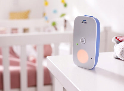 PHILIPS AVENT SCD503 niania elektroniczna DECT, biało-niebieska, monitor baby na stoliku