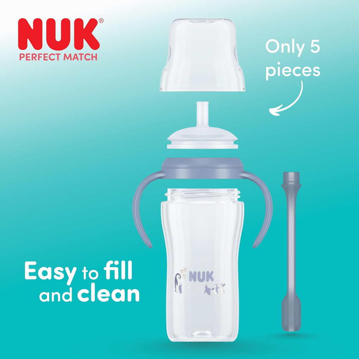 NUK Perfect Match beker met rietje 260 ml 8m+