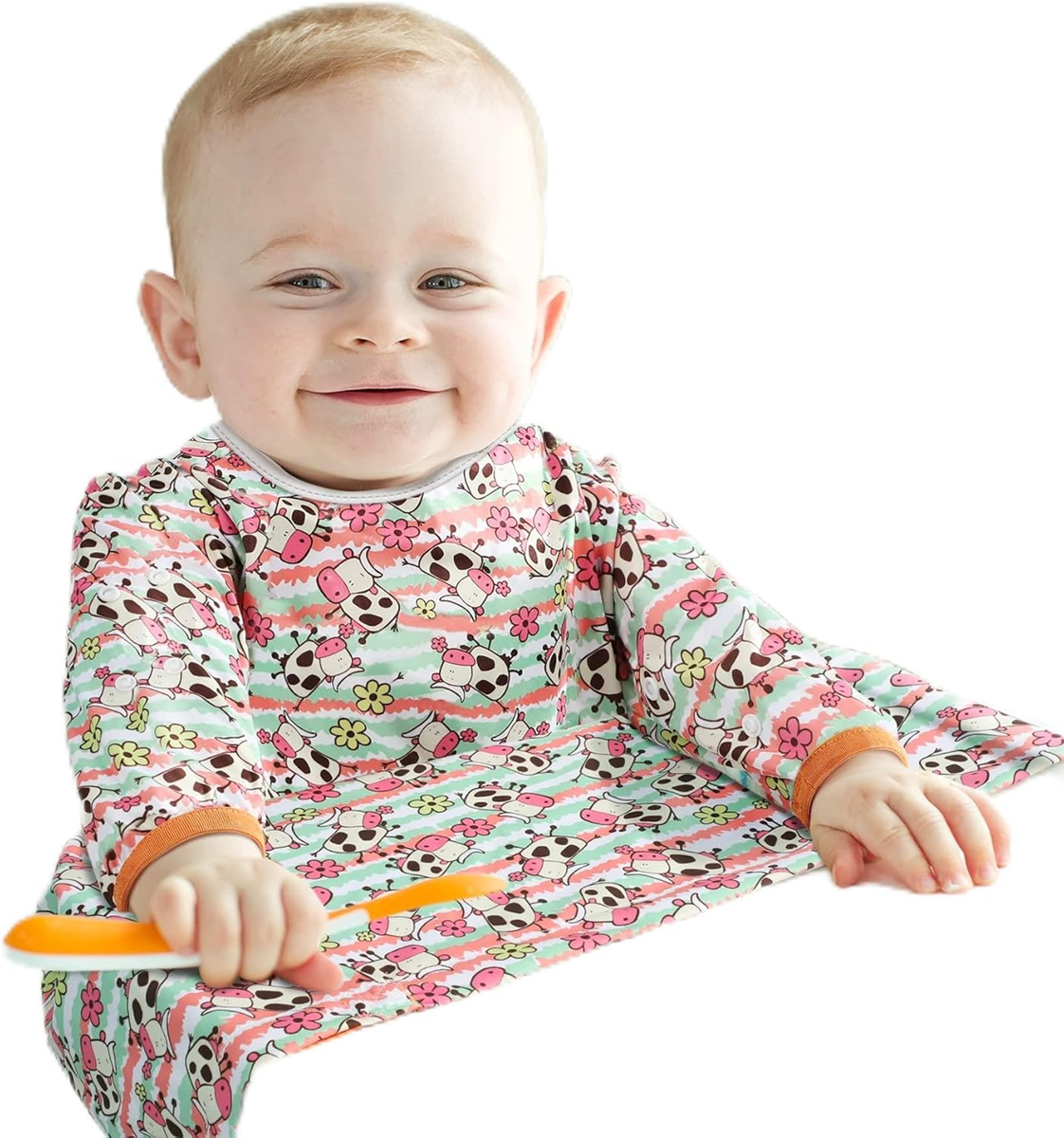 LENBEST Baby Bibs vattentätt haklappsförkläde med ärmar 6 m+