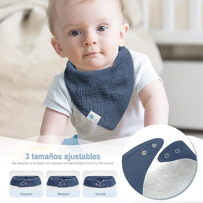 LULU MOON slabbetjes bandana met drukknoop 0-36 maanden x5