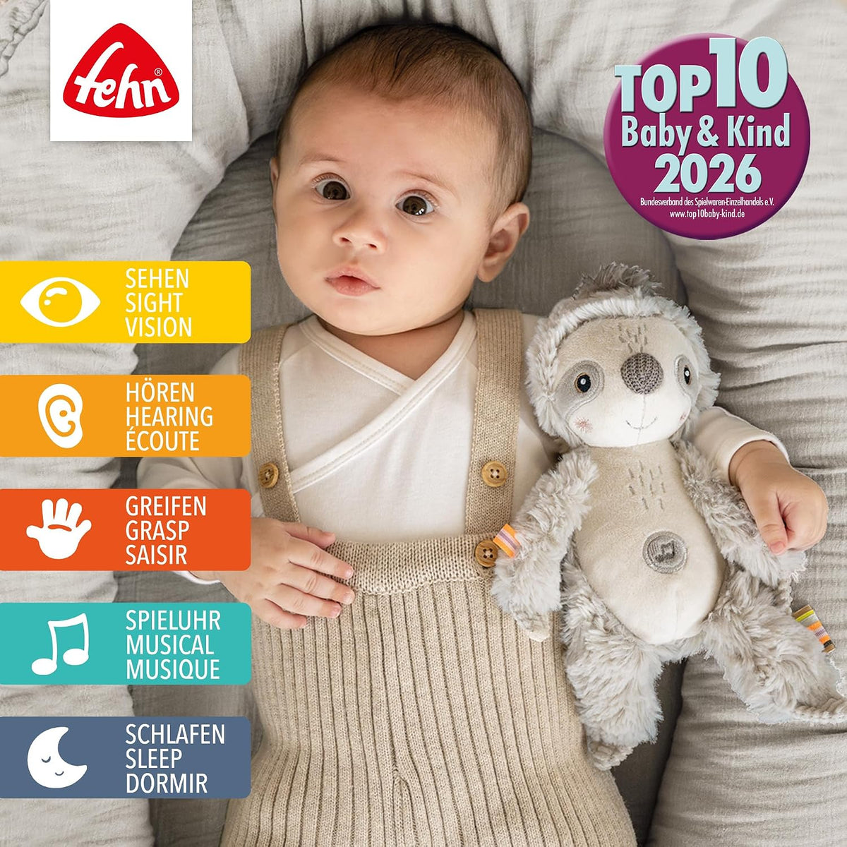 FEHN bradipo doudou con sensore Cry 19cm