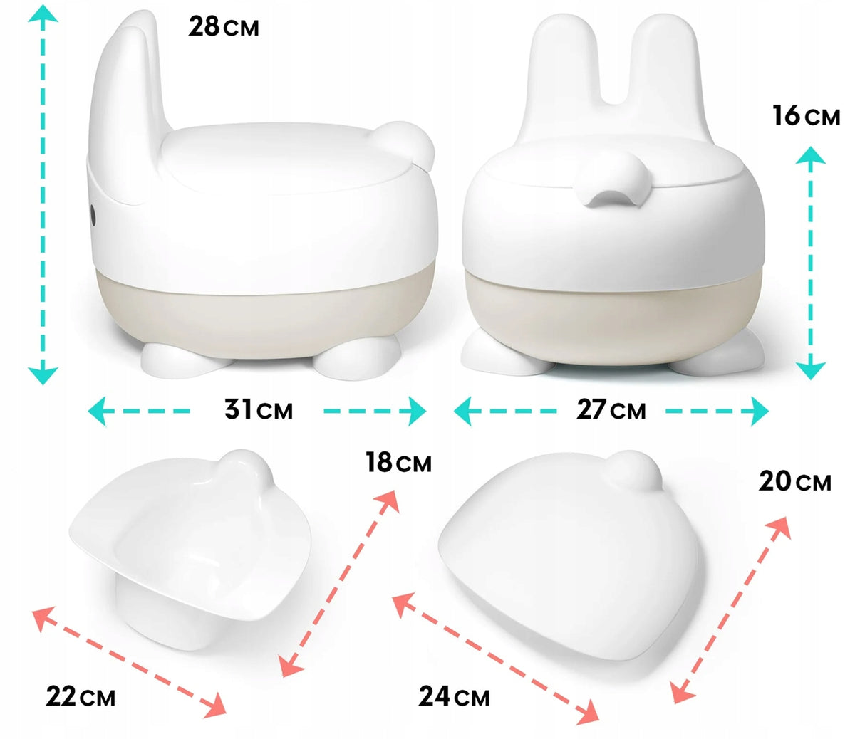 potty with removable insert and lid white and grey color
