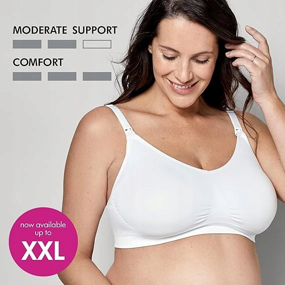 MEDELA KEEP COOL ULTRA biustonosz do karmienia + wkładki L, biały, bezszwowy, komfortowy, średnie wsparcie
