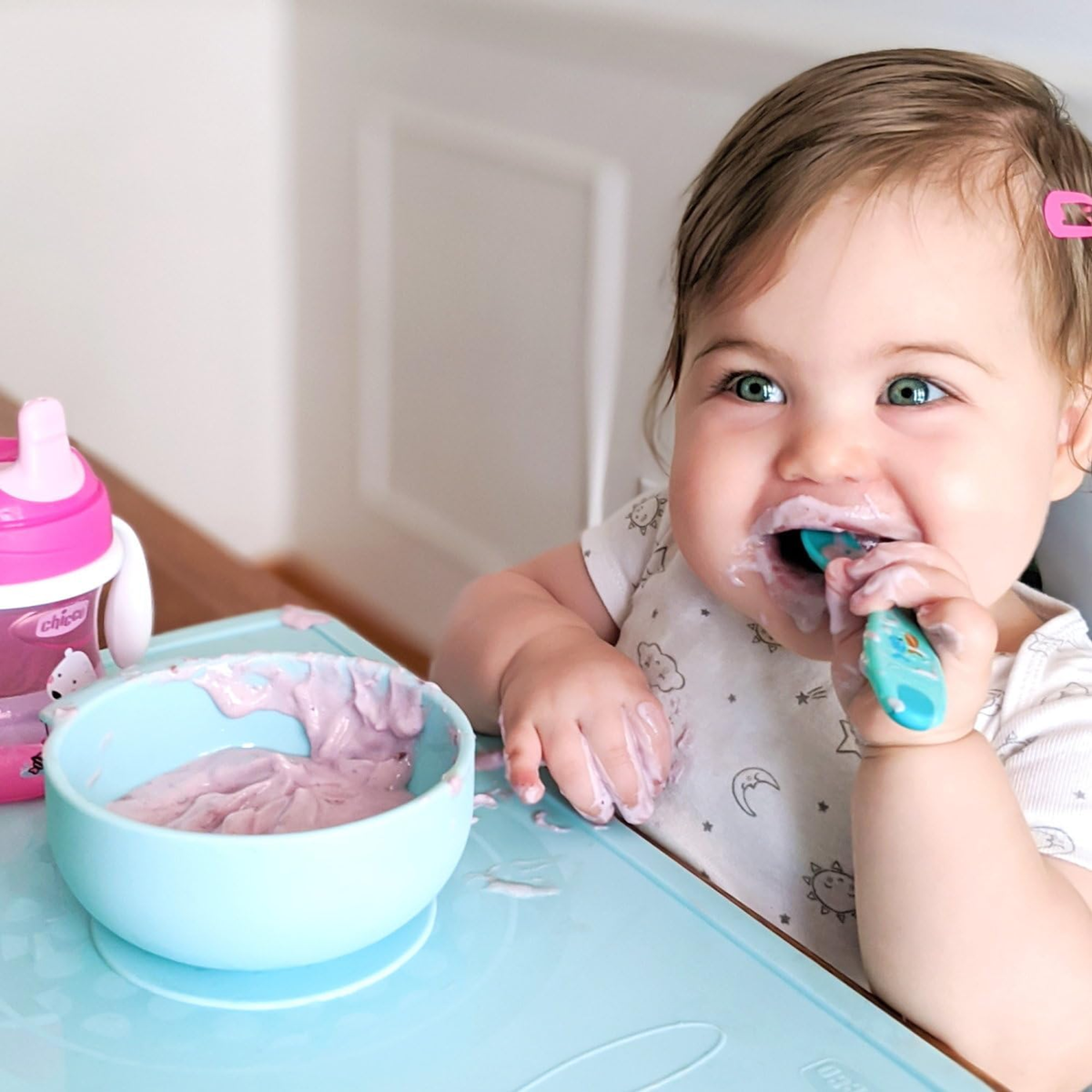 CHICCO Easy Start zestaw silikonowy miska łyżeczka śliniak