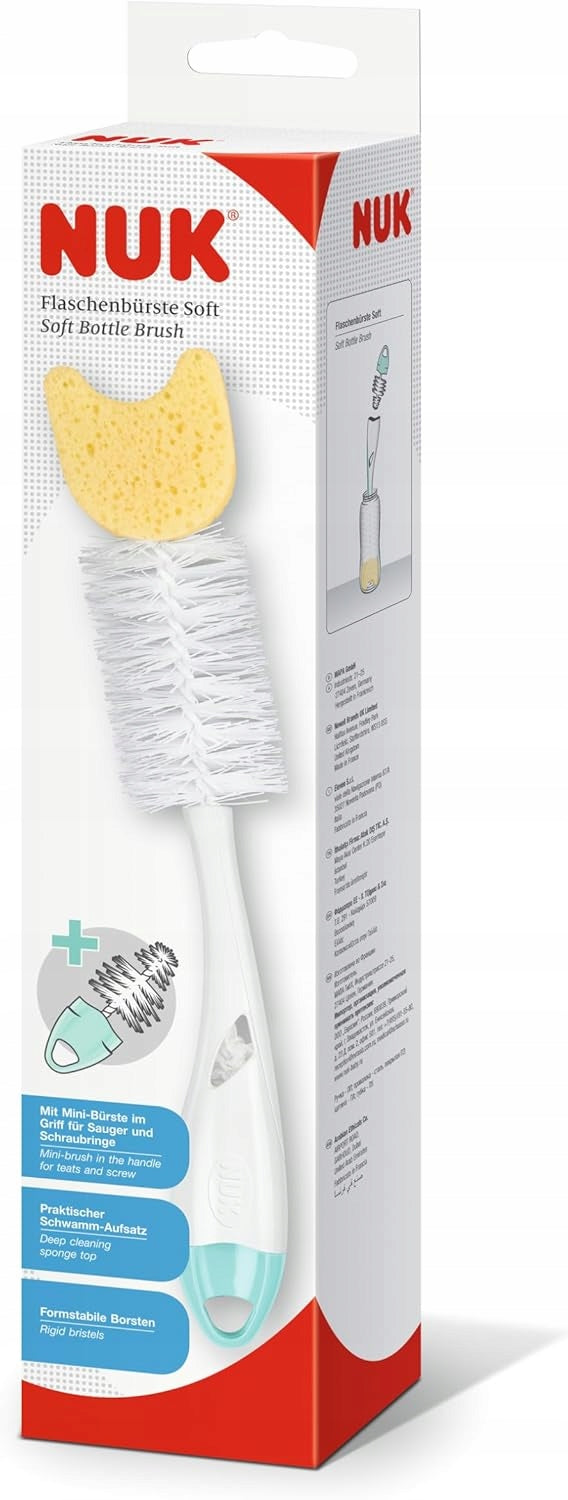 NUK escova 2 em 1 para limpar tetinas de biberões e chupetas 28 cm