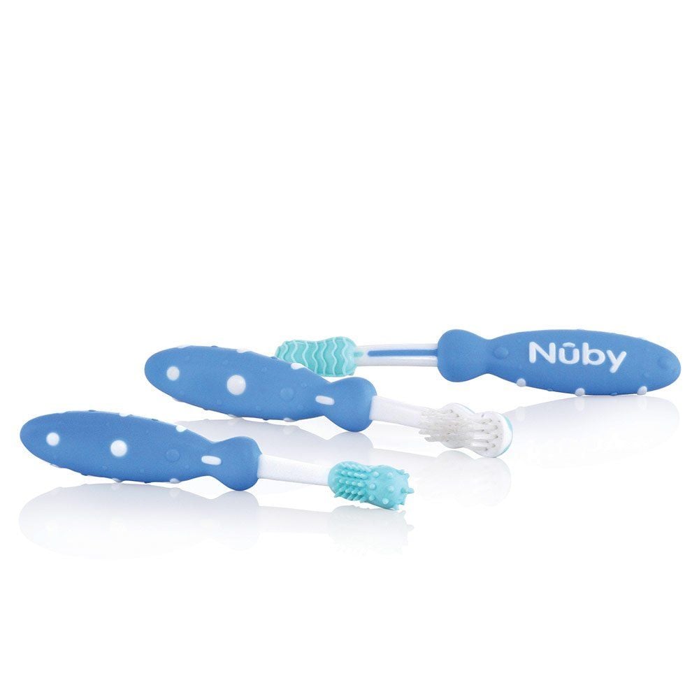 Nuby ID754 zestaw szczoteczek do zębów niebieski x3