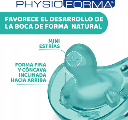 CHICCO PhysioForma smoczek x2 16-36m, silikonowy smoczek uspokajający 16-36 msc, BPA/BPS free