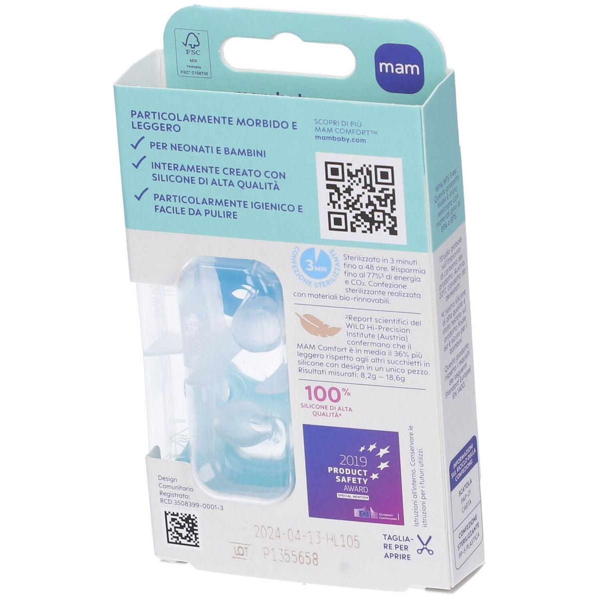 MAM Comfort smoczek silikonowy niebieski 0-3m