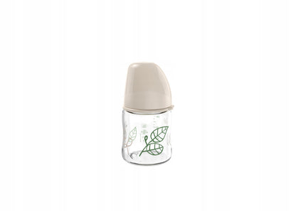 NIP Cherry Green butelka szklana 120 ml 0+ smoczek latex S, szklana butelka dla niemowląt z lateksowym smoczkiem