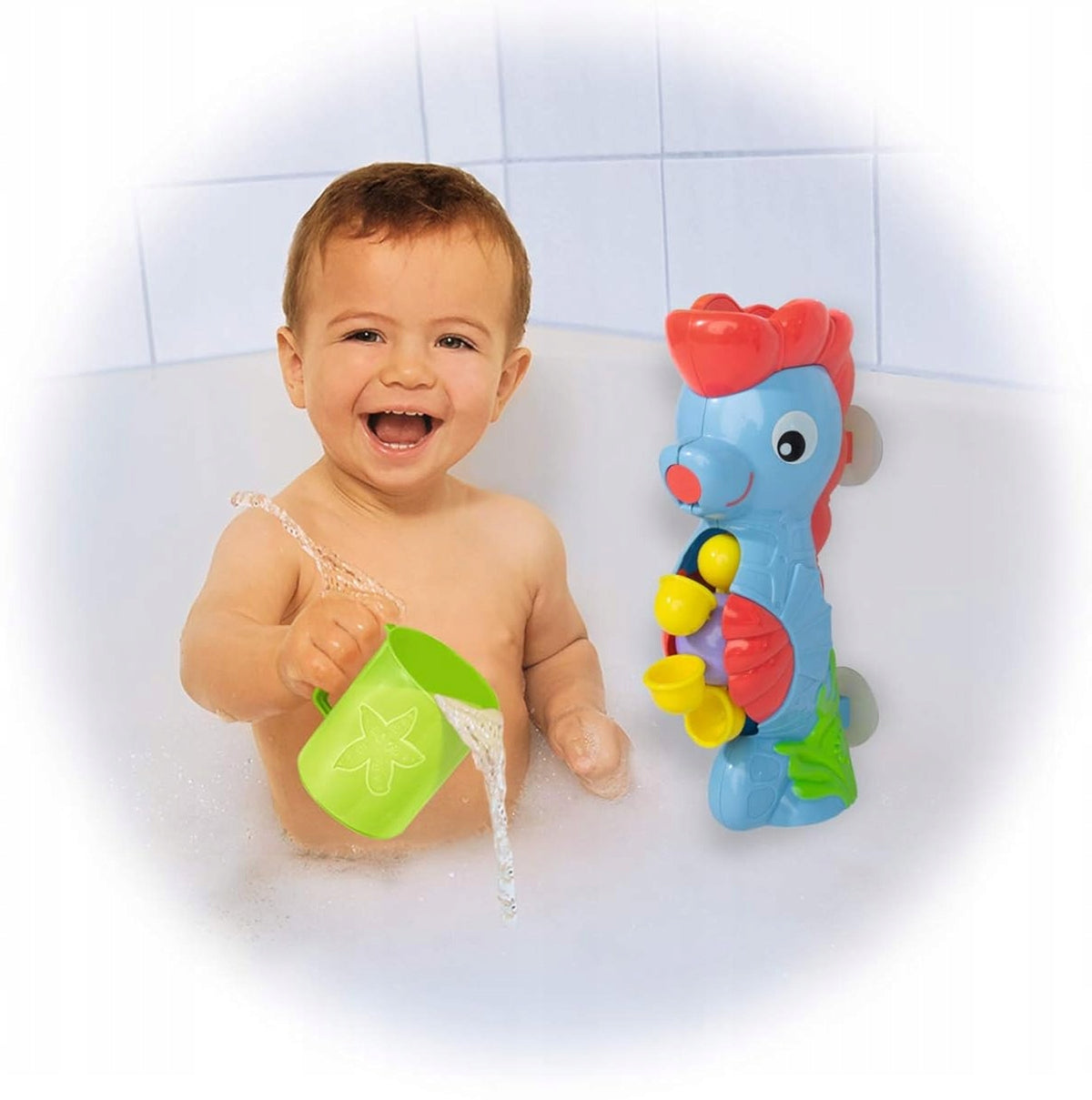 SIMBA ABC konik morski z kołem wodnym i przyssawkami + kubek 26 cm, zabawka do kąpieli 12 m+