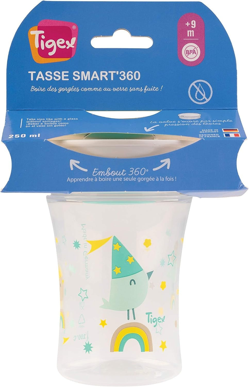 TIGEX Smart Cup pipmugg 360° 250 ml 9 m+ FÅGEL
