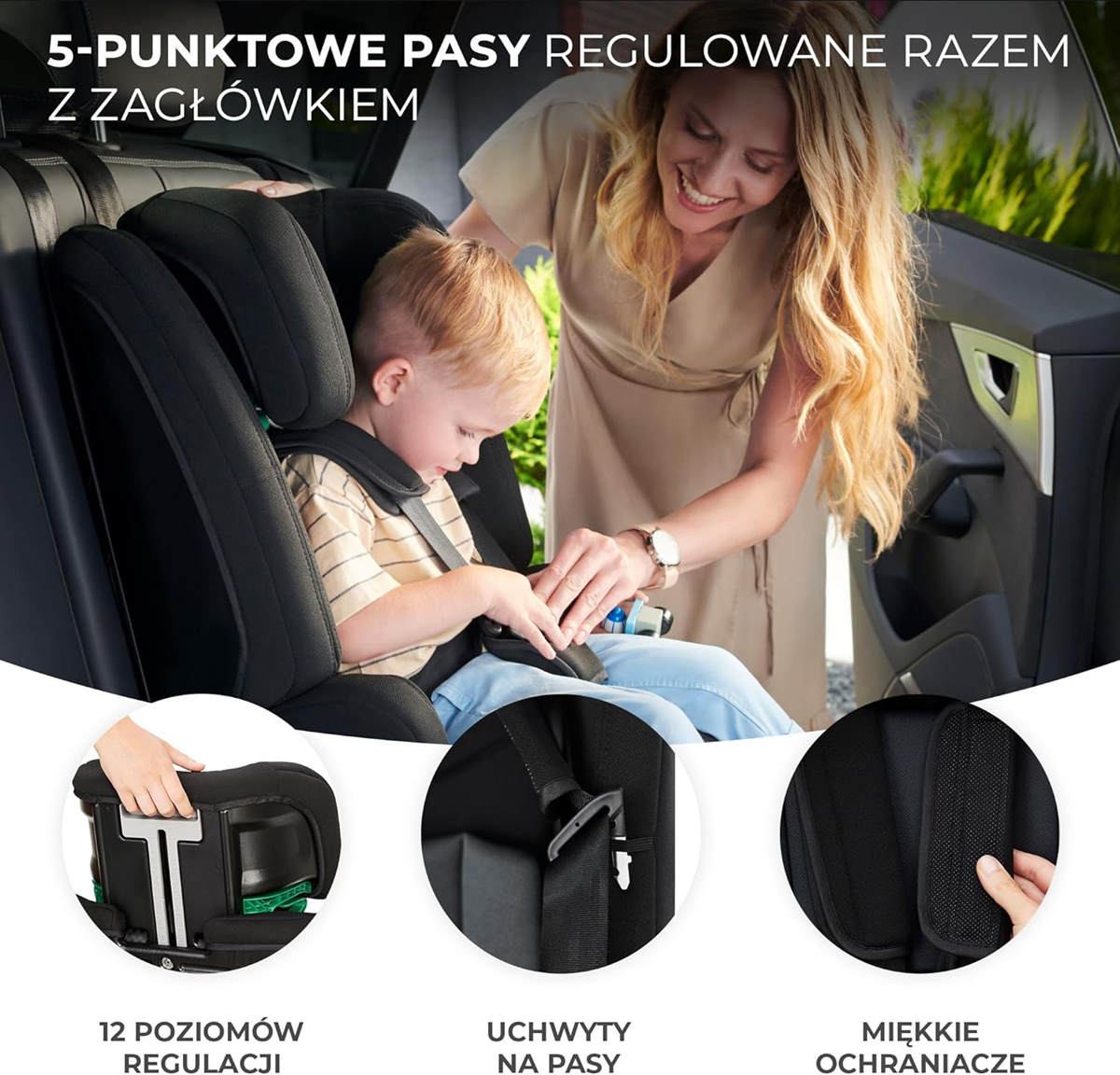 KINDERKRAFT SAFETY FIX 2 i-Size bilbarnstol 9-36kg grupp 1/2/3 ISOFIX