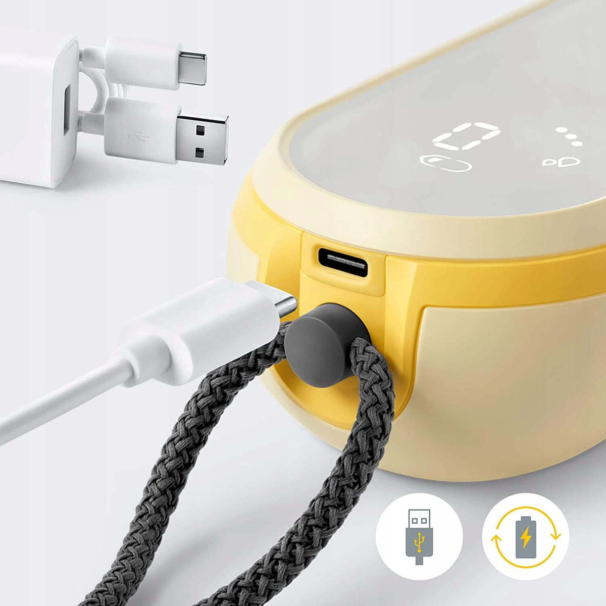 MEDELA Freestyle Flex podwójny LAKTATOR 2-fazowy U, żółty elektryczny laktator z ładowaniem USB i akumulatorem