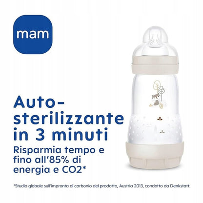 MAM Easy Start grafika samosterylizacji butelki z tekstem producenta