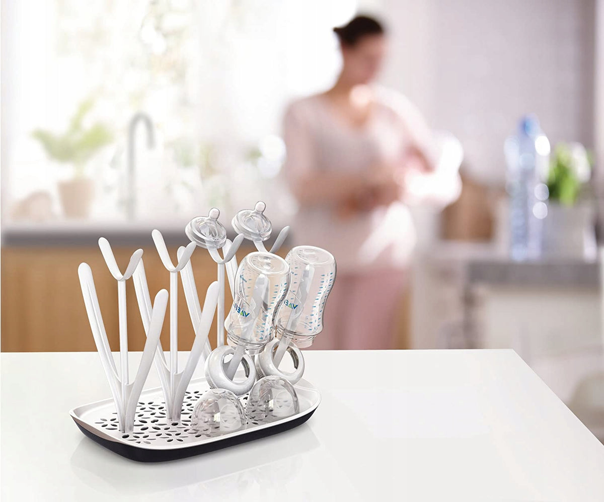 PHILIPS AVENT suszarka do butelek i akcesoriów, biało-szara, z tacką ociekową i miejscem na butelki oraz smoczki