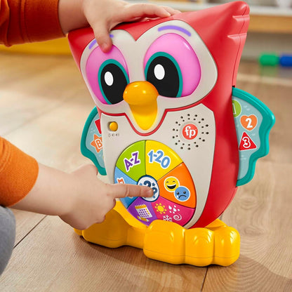 FISHER-PRICE interaktiv UGLE med lys 90 melodier og sætninger PÅ FRANSK 18 m+