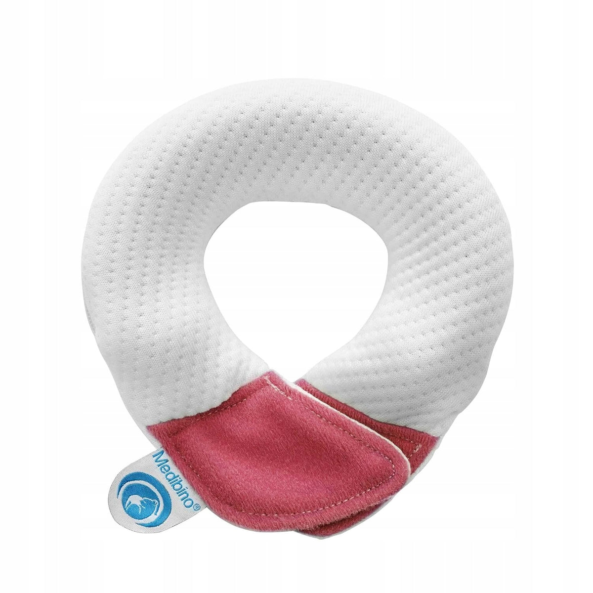 MEDIBINO poduszka antywstrząsowa i stabilizująca do domu, wózka, fotelika, biało-różowa dla niemowląt