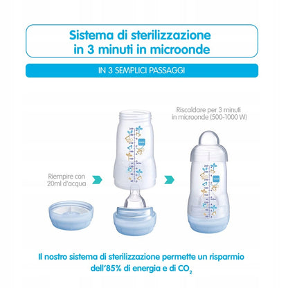 MAM Easy Start butelka antykolkowa 130ml 0+ do sterylizacji w mikrofali w 3 minuty