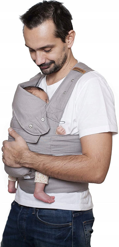MARSUPI 2.0 nosidełko ergonomiczne XL 3,5 - 15 kg, szare nosidło dla dziecka z regulacją i wsparciem główki