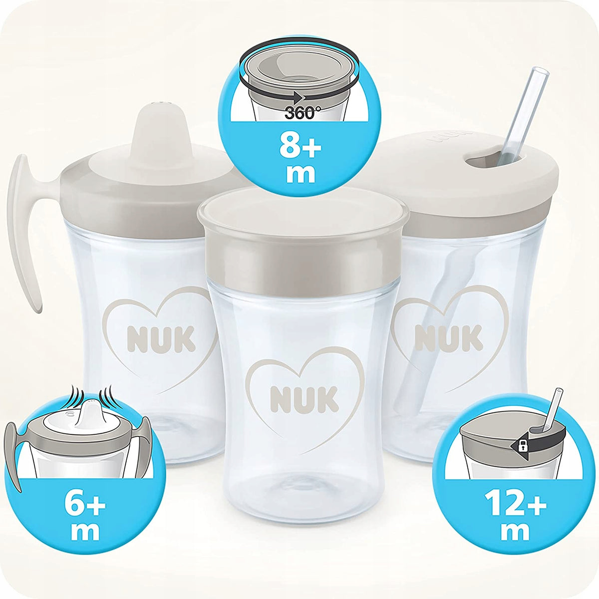 NUK Magic Cup KUBEK NIEKAPEK ustnik 360, kubek 230 ml turkusowy, 8+ m, BPA free