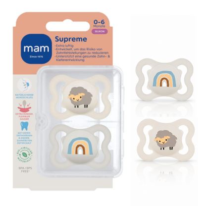 MAM Supreme πιπίλα σιλικόνης 0-6 μηνών x2