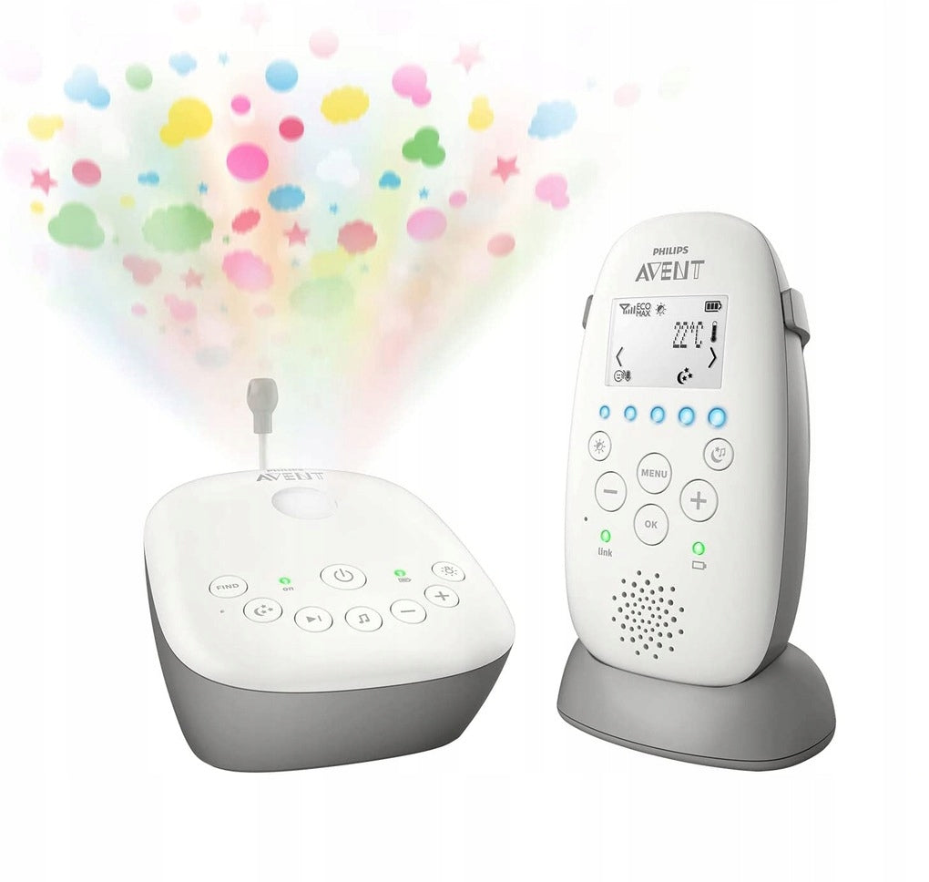 PHILIPS AVENT SCD733/26 niania elektroniczna + projektor, cyfrowa niania z kolorowym projektorem i podstawą ładującą
