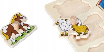 GOKI dřevěné vkládací puzzle 9 dílů 20,3 x 29,9 cm FARMA